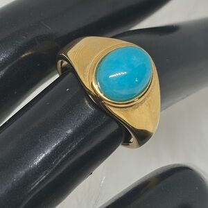 18k Gold P Genuine Amazonite Ring